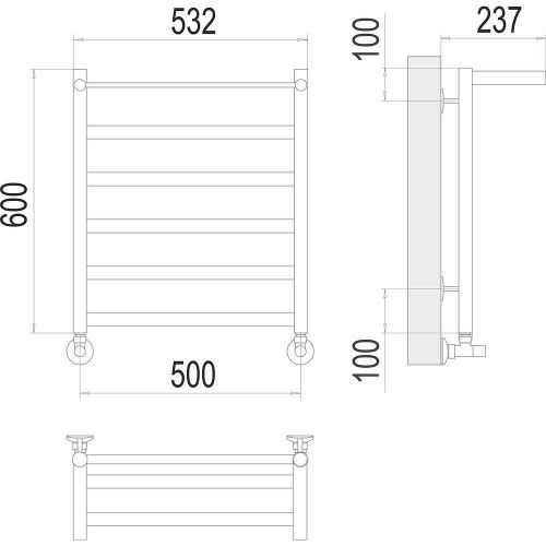 Полотенцесушитель Terminus 4670078530400 53х60 водяной хром - фото 3