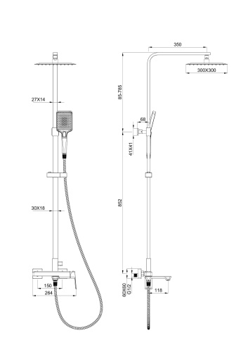 Душевая стойка Wonzon & Woghand DIAMOND WW-88739011-BN настенный - фото 2