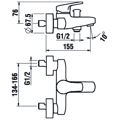 Смеситель для ванны Laufen Citypro 3.2195.7.004.400.1 настенный хром - фото 2