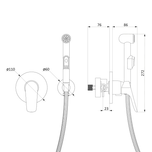 Гигиенический душ со смесителем Damixa Jupiter 777510001 хром - фото 5