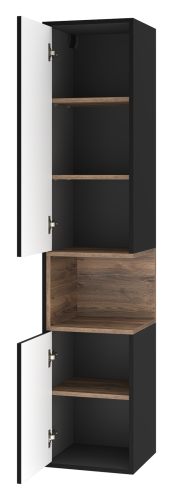 Шкаф-пенал Brevita Bergen BER-05035-02-19-ПоЛ 35х33х165 подвесной цвет черный/коричневый - фото 4