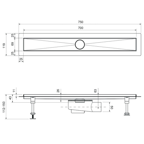 Душевой лоток Timo Drain Systems DS230207/17 в пол - фото 2