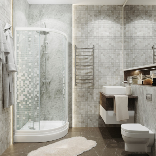 Душевой уголок Тритон Стандарт Щ0000061803 90х90 стекло прозраное с рисунком профиль белый с поддоном - фото 4