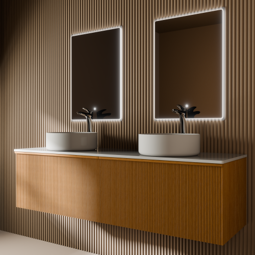 Тумба с раковиной+зеркало Art Decco Andy (Энди) AAN15W11D3M0 150x45x40 подвесная цвет белый дуб - фото 3