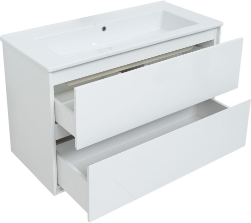 Тумба под раковину Aquanet Милан 00339970 106х46х66 подвесная цвет белый - фото 3