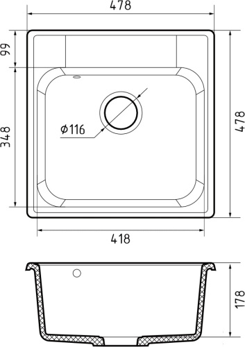 Кухонная мойка Granfest Quarz 48 песочный 48х48 цвет бежевый поверхность матовая - фото 3