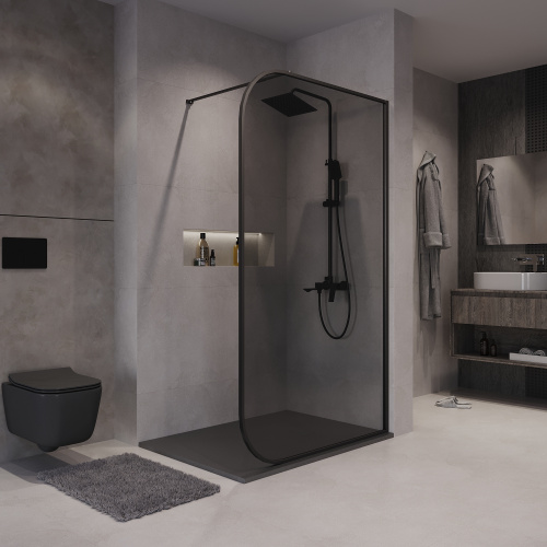 Душевая перегородка Niagara Nova NG-689-90TBLACK 90х200 стекло тонированное профиль черный матовый - фото 4