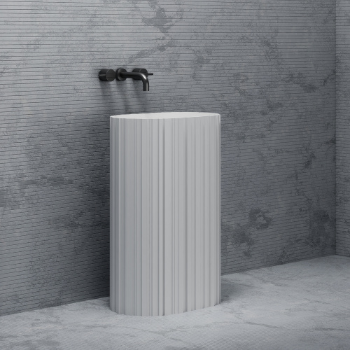 Раковина из искусственного камня Abber STEIN AS2551-H 58х38 напольная цвет белый матовый без отверстий под смеситель - фото 4