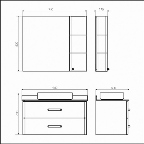 Тумба с раковиной Comforty Амстердам 00-00014001CF 95х50х65 подвесная цвет белый - фото 2