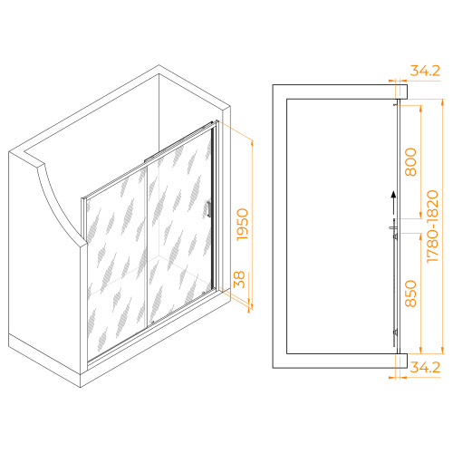 Душевая дверь RGW Passage 41081418-14 180х195 стекло прозрачное профиль черный - фото 2
