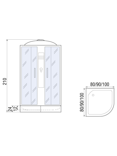 Душевая кабина River DESNA 100/24 MT (10000001586) 100х100 четверть круга с крышей ориентация универсальная - фото 2