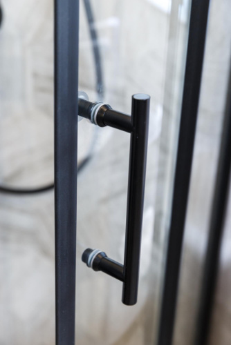 Душевой уголок Cezares ECO ECO-O-R-2-90-C-NERO 90х90 стекло прозрачное профиль черный без поддона - фото 2