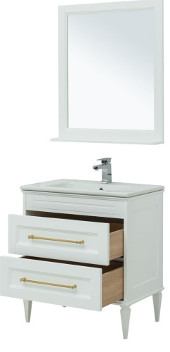 Комплект мебели: тумба с раковиной 78x47x65 + зеркало Aquanet Бостон М 00281191 напольный/подвесной цвет белый - фото 4