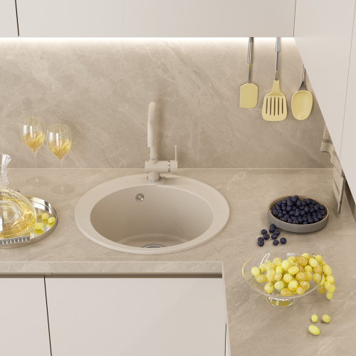 Кухонная мойка Misty Artemida ART-51-02 51х51 цвет бежевый - фото 2