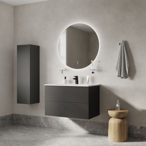 Шкаф-пенал IDDIS Bild BIL30G0i97 30х32х109 подвесной цвет темно-серый - фото 4