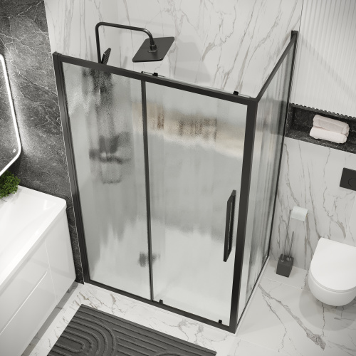 Душевая перегородка Grossman Cosmo 200.K33.02.70.21.02 70х195 стекло текстурное профиль черный матовый - фото 5