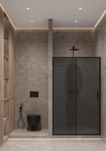 Душевая дверь Timo T03 120х195 стекло графитовое профиль черный - фото 2