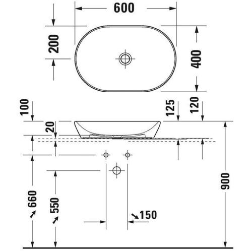 Раковина керамическая Duravit D-Neo 23726000701 60 см накладная цвет белый без отверстий под смеситель - фото 2