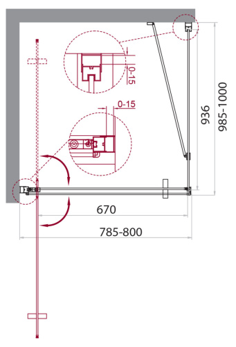 Душевой уголок BelBagno MARMI MARMI-AH-1-80/100-C-Cr 80х100 стекло прозрачное профиль хром глянцевый без поддона - фото 2