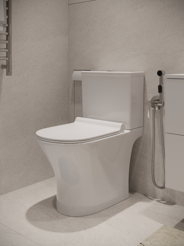 Унитаз напольный с бачком Agger AT07000 белый с сиденьем микролифт безободковый каскадный смыв - фото 5