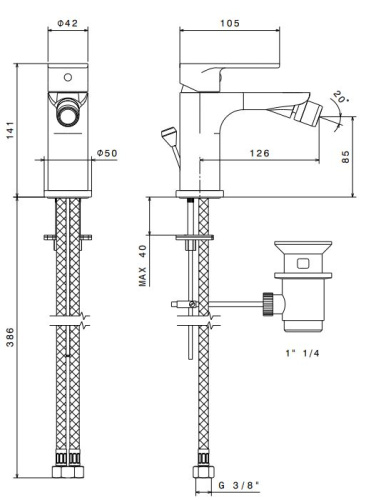 Смеситель Kerama Marazzi PIANO 69325KM.21.018 на биде хром - фото 2