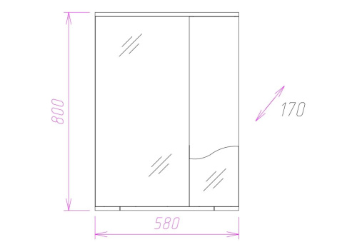 Зеркало-шкаф Onika Лайн 205819 58х17х80 подвесной цвет белый - фото 3