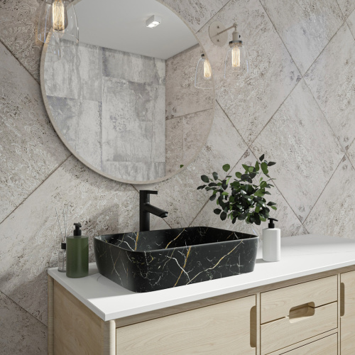 Раковина из сантехнического фарфора Teymi Helmi T50295 48х37 накладная цвет черный без отверстий под смеситель - фото 5