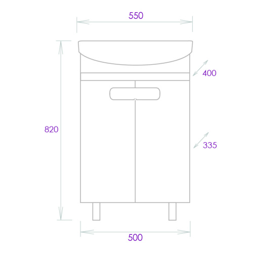 Тумба под раковину Onika Харпер 105557 50х33х68 напольная - фото 3
