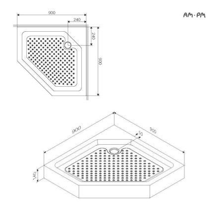 Душевой поддон из ABS-пластика Damixa Skyline DX35WT-405-090MT 90х90 белый