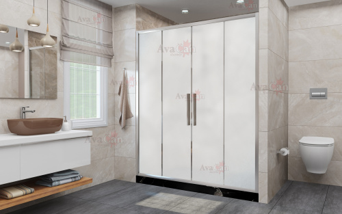 Душевая дверь AvaCan FC2-170MT 190х195 стекло матовое профиль хром глянцевый - фото 3