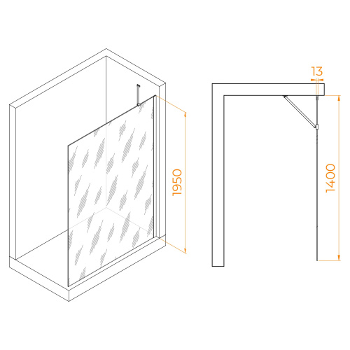 Душевая перегородка RGW Walk In 351011014-24 140х195 стекло матовое профиль черный - фото 3