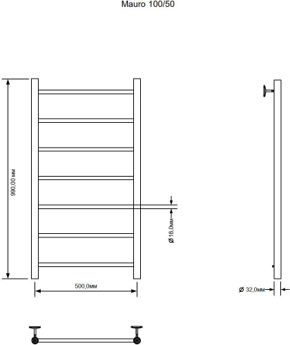 Полотенцесушитель Aquanet Mauro 00282318 50х99 водяной хром - фото 2