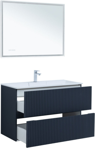 Тумба под раковину Aquanet Джейн 00313304 99х44х64 напольная/подвесная цвет синий - фото 5