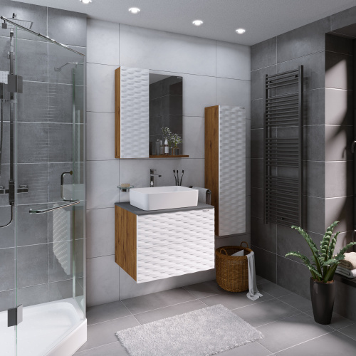 Шкаф-пенал Grossman Альба 303009 30х25х120 подвесной цвет веллингтон/белый - фото 3