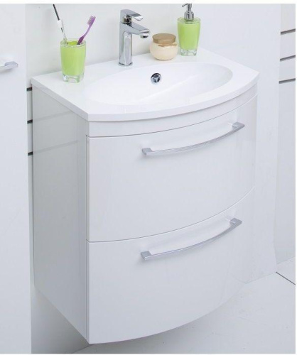 Тумба с раковиной De Aqua Лонг 167119 59х42х64 подвесная цвет белый - фото 2