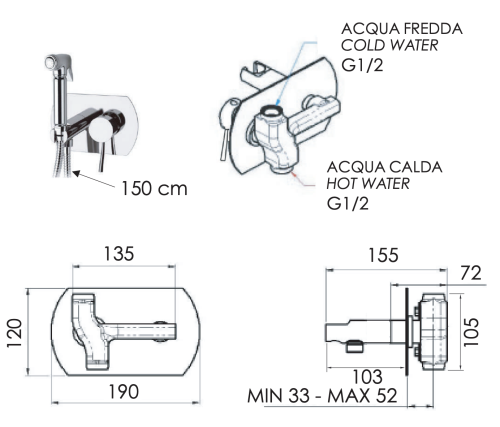 Гигиенический душ со смесителем Remer N60NO черный матовый - фото 2
