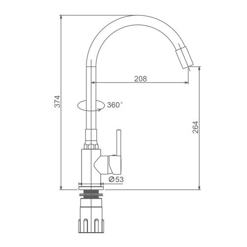 Смеситель для кухни Splenka S201 S201.4407.05 на мойку сатин - фото 3