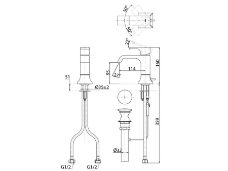 Смеситель TOTO TLG08301R на раковину хром