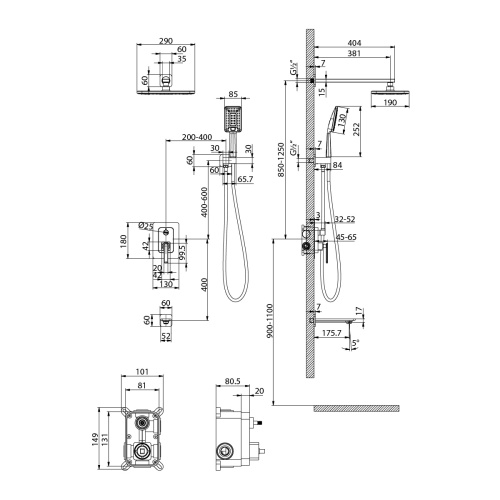 Душевая система LeMark Mista LM6422WG встраиваемая в стену - фото 3