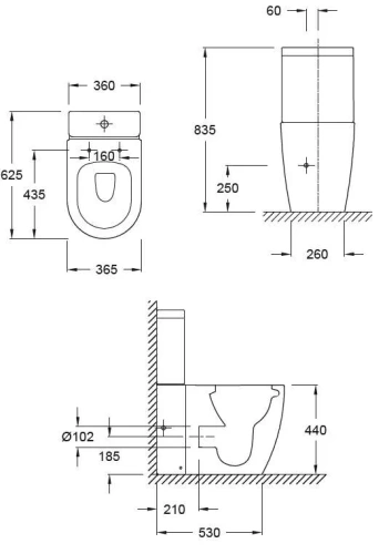 Чаша унитаза напольная Jacob Delafon Soprano UJAK102-0 цвет белый без бачка без сиденья безободковая каскадный смыв - фото 2