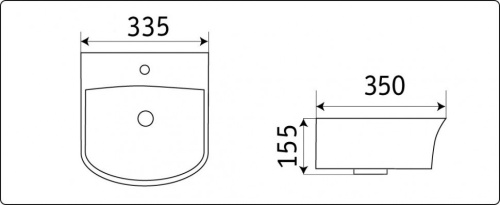 Раковина из санфаянса CeramaLux 78369 34х35 подвесная цвет белый 1 отверстие под смеситель - фото 2