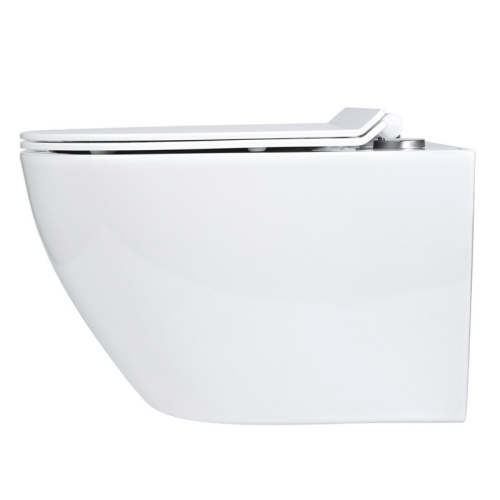 Унитаз подвесной Bond Oval F01-10Long белый с сиденьем микролифт безободковый душевой смыв - фото 3