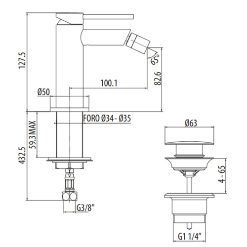 Смеситель Gattoni CIRCLE TWO 9150/91C0 на биде хром - фото 2