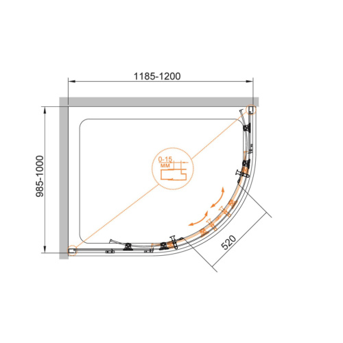 Душевой уголок Cezares ECO ECO-O-RH-2-120/100-C-Cr 120х100 стекло прозрачное профиль хром глянцевый без поддона - фото 4