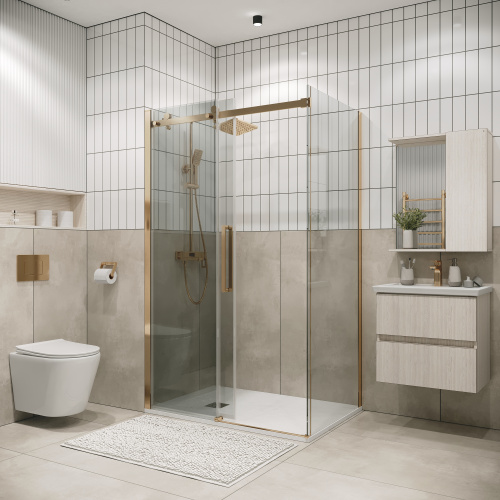 Душевой уголок Grossman Classic 120.K33.04.1290.32.00 120х90 стекло прозрачное профиль золото матовое без поддона - фото 5