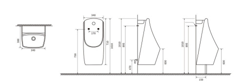 Писсуар Ceramalux x577s подвесной белый - фото 2