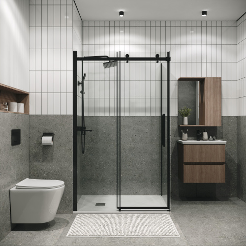 Душевая перегородка Grossman Classic 200.K33.04.80.21.00 80х195 стекло прозрачное профиль черный матовый - фото 4