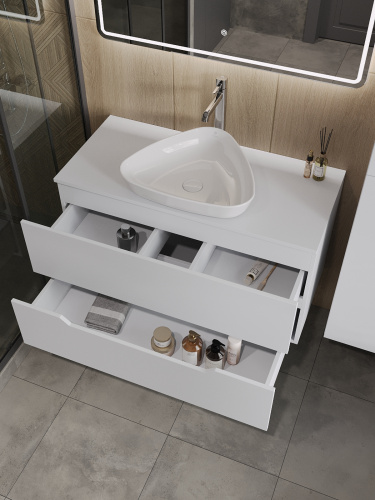 Тумба с раковиной Orange Line Li-100TuwMDF+B07-500W 101х46х66 - фото 4