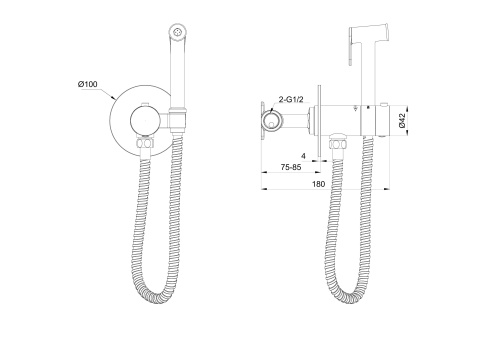Гигиенический душ со смесителем Wonzon & Woghand WW-88829909-BGM графит - фото 2