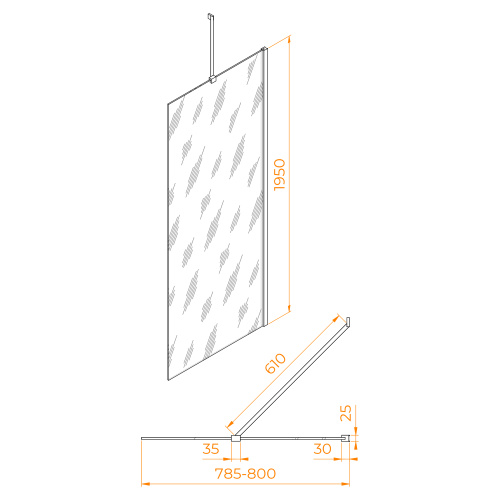 Боковая стенка RGW 06221408-11 80х195 стекло прозрачное профиль хром глянцевый - фото 2